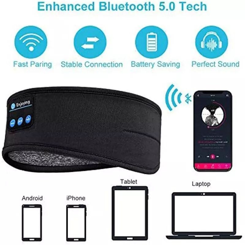 Wireless Bluetooth Music Headband With Built-In Headphones