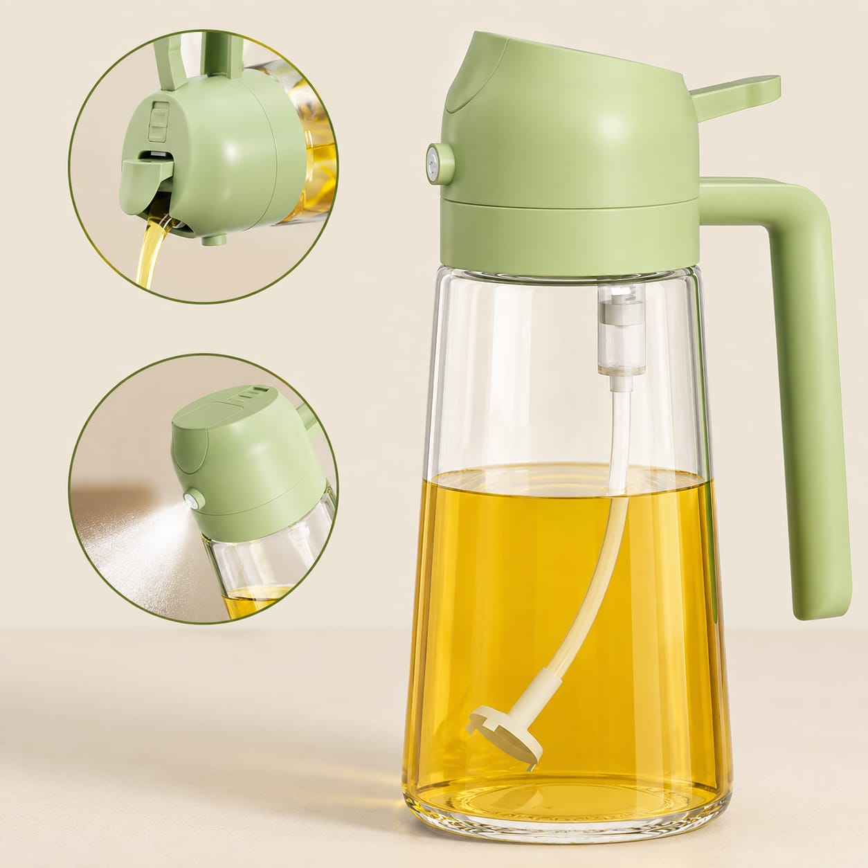 2-in-1 Oil Sprayer Bottle for Kitchen – Spray & Pour Dispenser for Cooking, Baking and BBQ