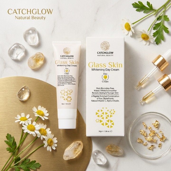 Catchglow Natural Beauty Glass Skin Whitening Day Cream 30g Radiant Glow Skincare
