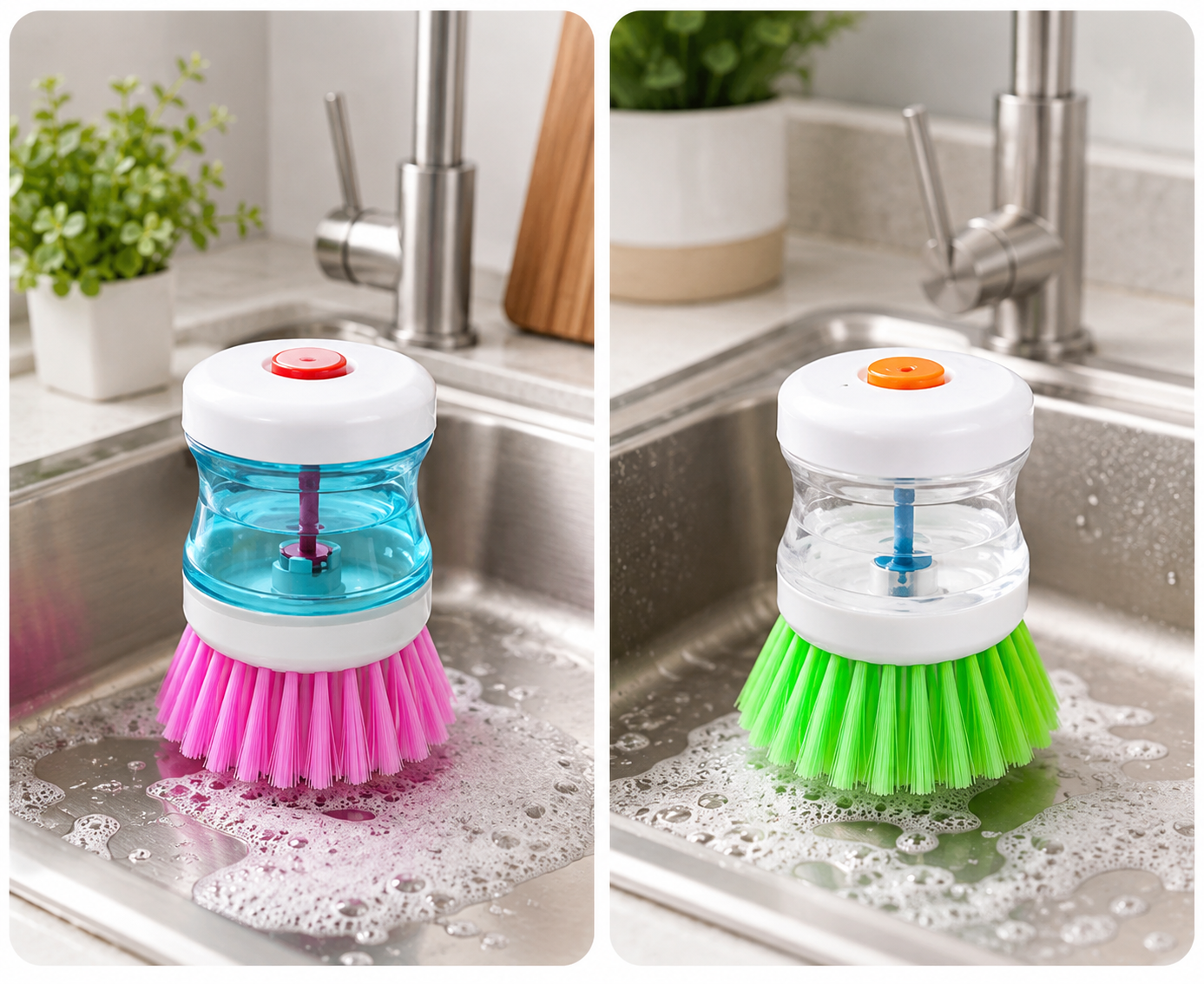 Self Dispensing Cleaning Brush Dish Brush Liquid Soap Plastic Dish Cleaning Brush Home Cleaning Laundry Products Kitchenwar(Random color)