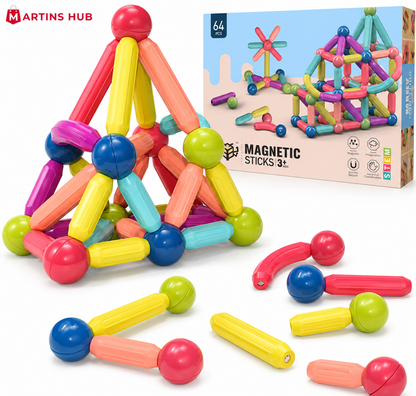Magnetic Toys Building Blocks - 36 PCS Kids Magnet Balls and Rods Set Toddler STEM Sticks Toy Learning Educational Block Games Stacking Toys for Boy Girl Age 3+ Years Old Preschool