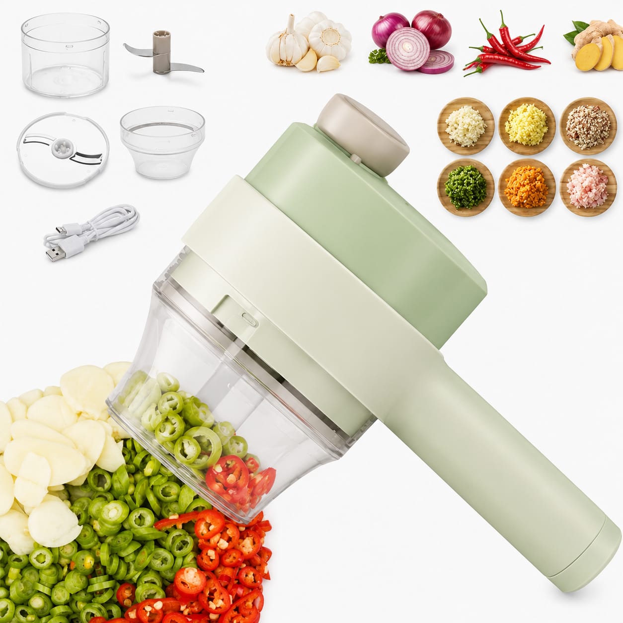 Electric Handheld Vegetable Cutter Slicer Multifunctional Food Chopper Compact Durable And Easy To Use Kitchen Tool