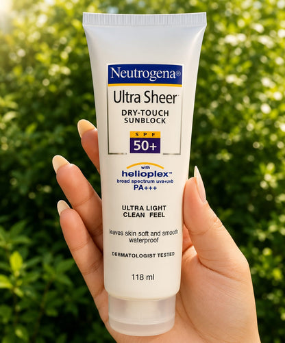 Neutrogena Ultra Sheer Sunblock - High Protection Lightweight Face Body Skincare Formula Non Greasy Clean Feel Daily Sunscreen Lotion - 118ML