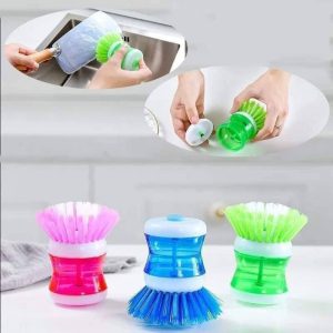 Self Dispensing Cleaning Brush Dish Brush Liquid Soap Plastic Dish Cleaning Brush Home Cleaning Laundry Products Kitchenwar(Random color)