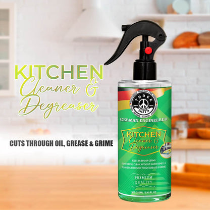 Kitchen Cleaner & Degreaser – Heavy Duty, Germ-Killing & Grease-Fighting Formula | THREE GUYS - German Engineered (250) ML