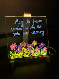 Colorful LED Writing Board Acrylic Message Board With USB Erasable Lights | 6x6 Inches