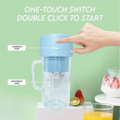 2 in 1 USB Rechargeable Mixing for Coffee, Juice (Cup with Straw & Handle for Fresh Shakes)