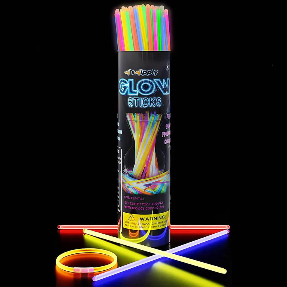 Swim Premium Glow Sticks Party Pack (50pcs in 1 Box) – 8 Hours Long-Lasting Glow