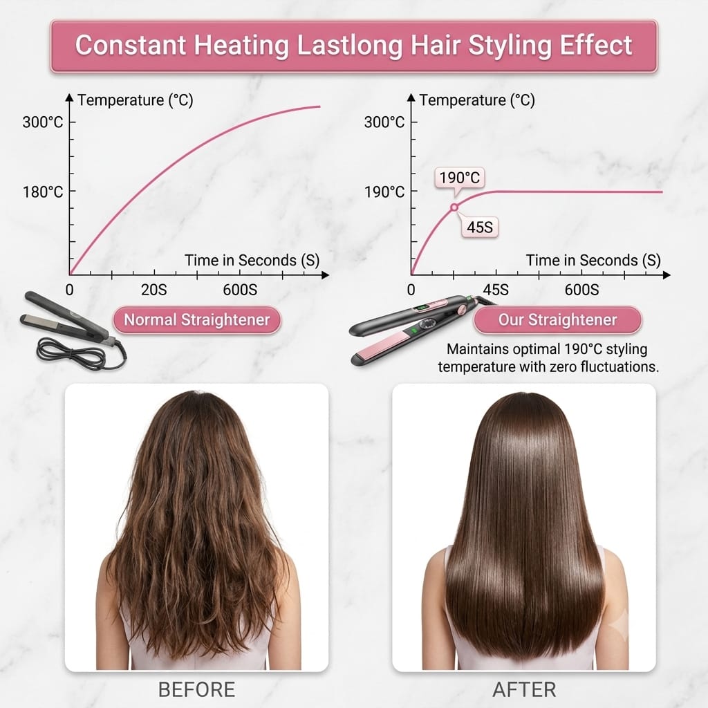 2-in-1 Mini Hair Straightener & Curler – Portable Thermostatic Ceramic Flat