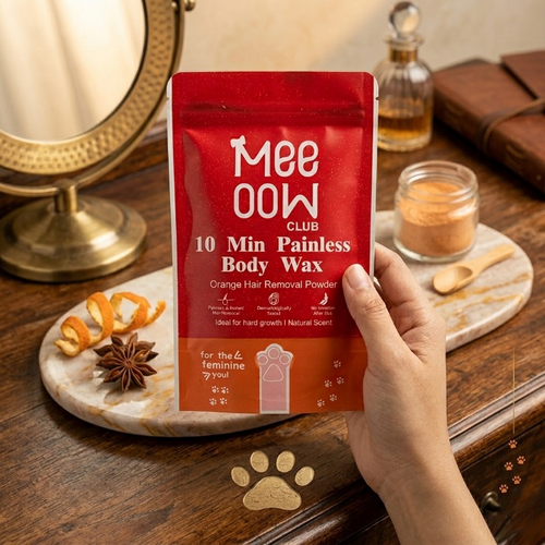 Meow Club 10 Min Painless Body Wax Powder - Orange Organic Hair Removal for Women - Natural & Smooth Skin Solution