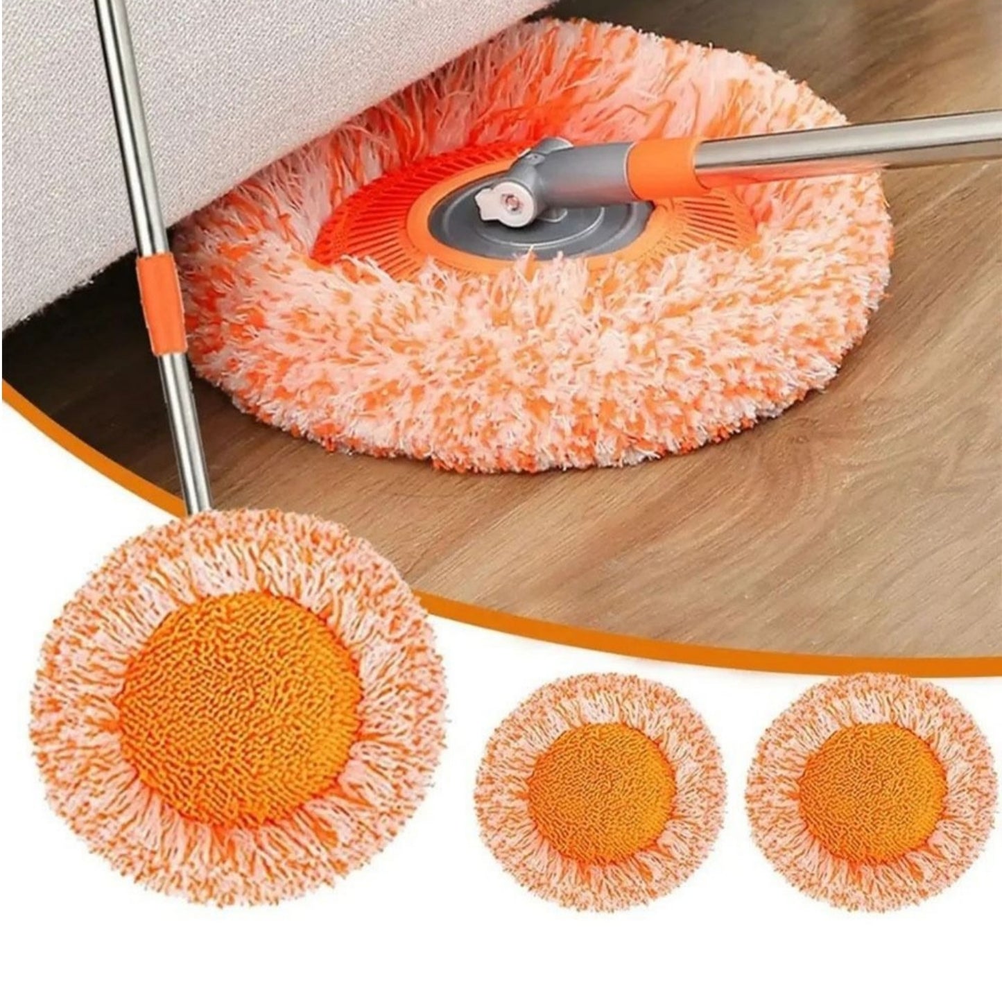 Long-Handle Telescopic Cleaning Mop – 360° Rotating Microfiber Dust Mop with Detachable Head
