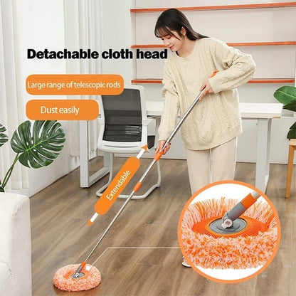 Long-Handle Telescopic Cleaning Mop – 360° Rotating Microfiber Dust Mop with Detachable Head